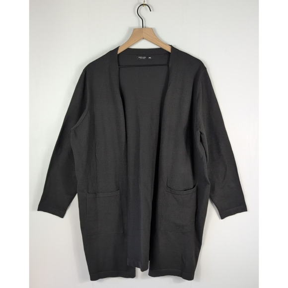 Shein Curve Womens 3XL Black Open Front Drape Cardigan Long Sleeve Plus Size - Picture 1 of 14